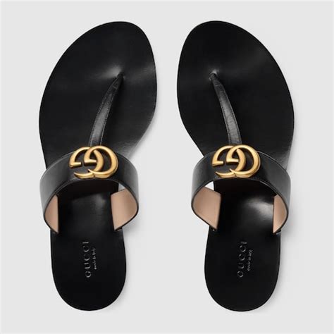 leather thong with double g slides gucci|Leather thong sandal with Double G .